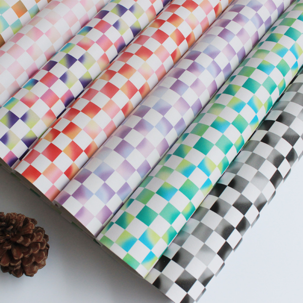 XZ60067 Colorful Checkered PVC Synthetic Leather for Bags (1)