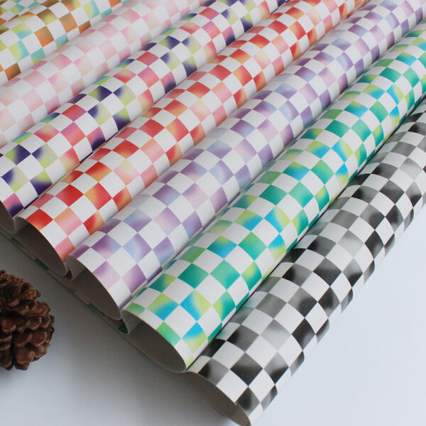 XZ60067 Colorful Checkered PVC Synthetic Leather for Bags (1)