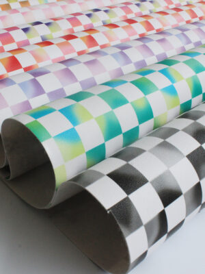 XZ60067 Colorful Checkered PVC Synthetic Leather for Bags (1)