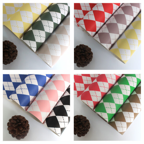 XZ60074 Argyle Printed PVC Synthetic Leather for Table Covers (1)