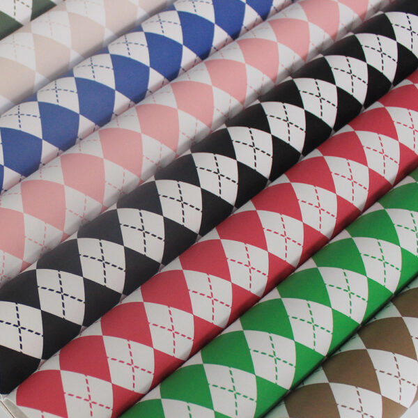 XZ60074 Argyle Printed PVC Synthetic Leather for Table Covers (1)
