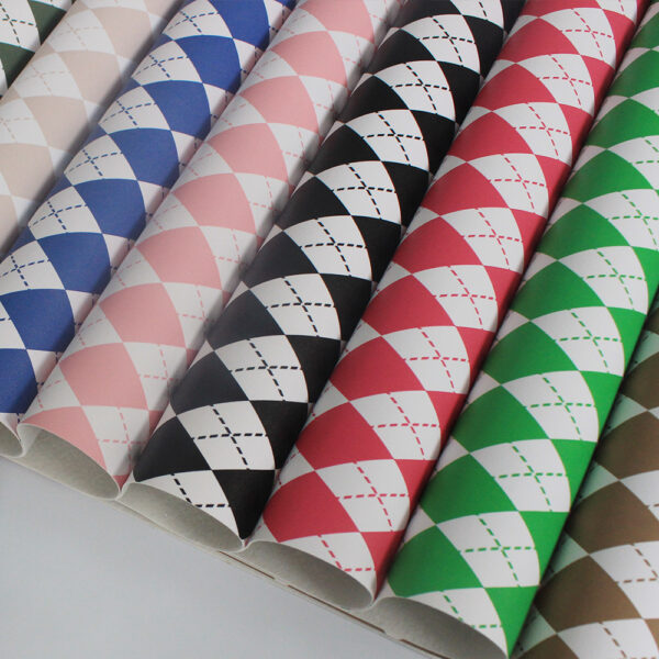 XZ60074 Argyle Printed PVC Synthetic Leather for Table Covers (1)