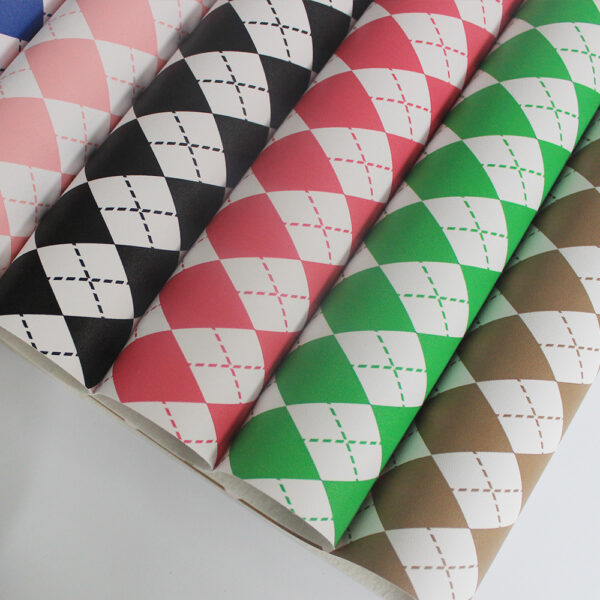 XZ60074 Argyle Printed PVC Synthetic Leather for Table Covers (1)