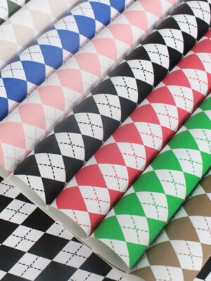 XZ60074 Argyle Printed PVC Synthetic Leather for Table Covers (1)