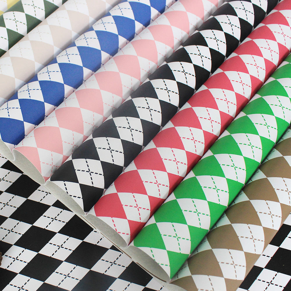XZ60074 argyle printed PVC tablecloth material