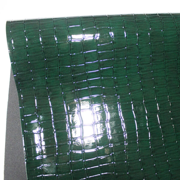 CORCO 002 glossy crocodile embossed PVC leather for bags with terry fabric backing