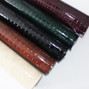 CORCO 002 glossy crocodile embossed PVC leather for bags with terry fabric backing