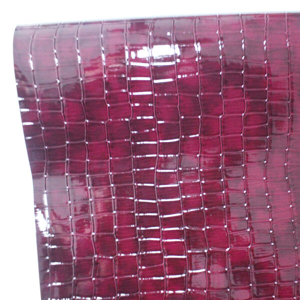 CORCO 002 glossy crocodile embossed PVC leather for bags with terry fabric backing