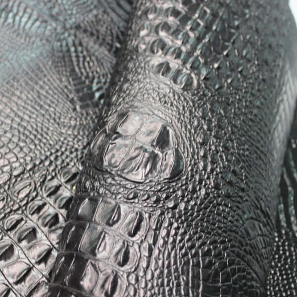 CORCO 001 crocodile embossed PVC leather for bags with terry fabric backing (1) CORCO 001 crocodile embossed PVC leather for bags with terry fabric backing