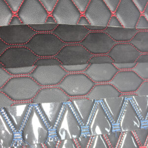 HX002 contrast stitch quilted PVC automotive leather