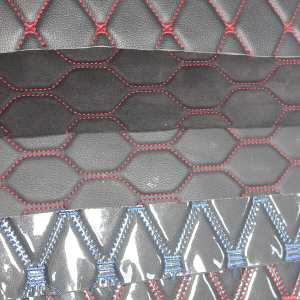 HX002 contrast stitch quilted PVC automotive leather