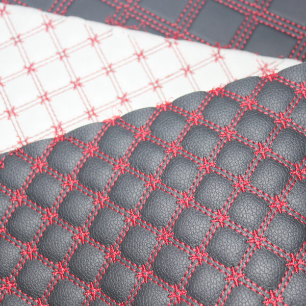HX004 leopard print quilted PVC automotive leather with 5mm foam backing (6) PVC quilted leather for vehicle interior panels