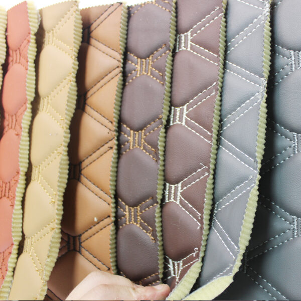 geometric quilted PVC leather for automotive interiors