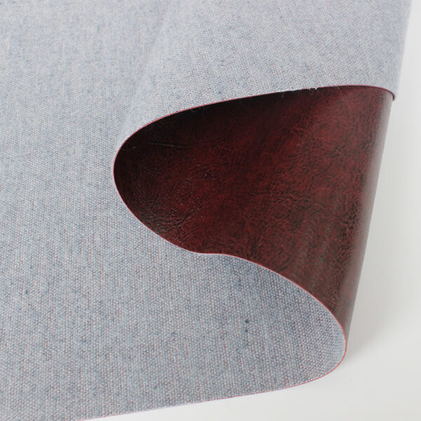 distressed PVC bag leather with brushed fabric backing