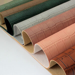 XZ60021 scraped crocodile grain PVC leather for bags with brush backing