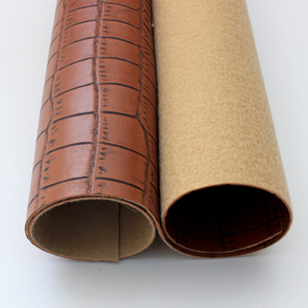 XZ60021 scraped crocodile grain PVC leather for bags with brush backing (4) XZ60021 scraped crocodile grain PVC leather for bags with brush backing