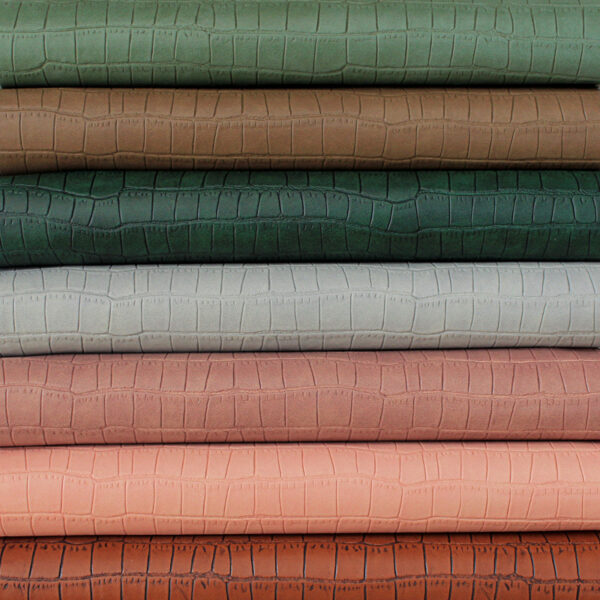 XZ60021 scraped crocodile grain PVC leather for bags with brush backing (5) XZ60021 scraped crocodile grain PVC leather for bags with brush backing