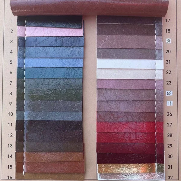 XZ60031 antique distressed PVC leather with toweling backing