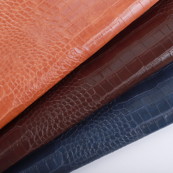 XZ60032 crocodile grain PVC leather for bags with terry fabric backing