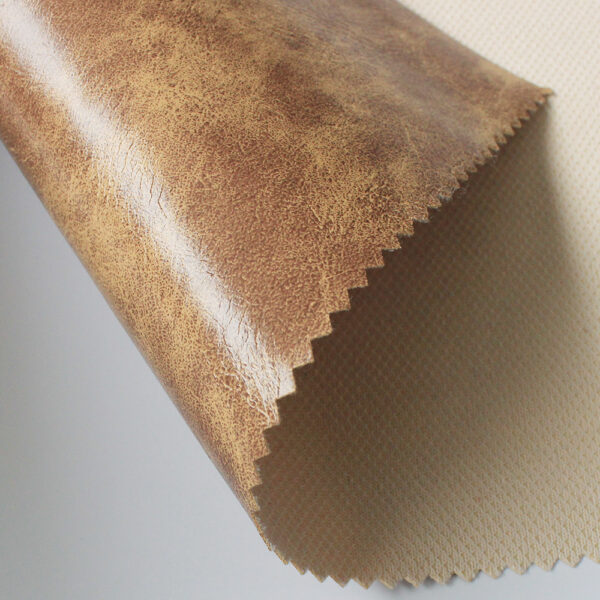 XZ60037 distressed PVC leather with mesh backing (1) XZ60037 PVC leather with mesh fabric backing