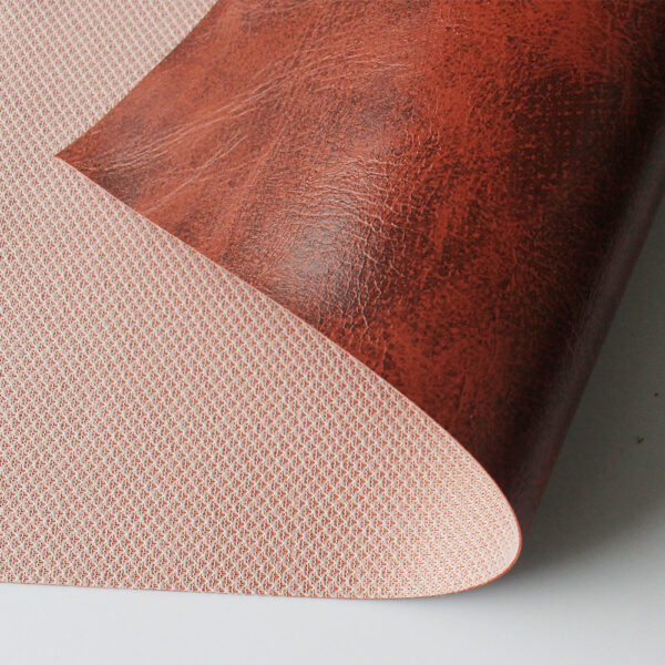 XZ60037 distressed PVC leather with mesh backing (6) XZ60037 PVC leather with mesh fabric backing