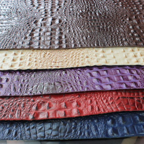 XZ60041 deep crocodile embossed PVC leather for bags with brush backing