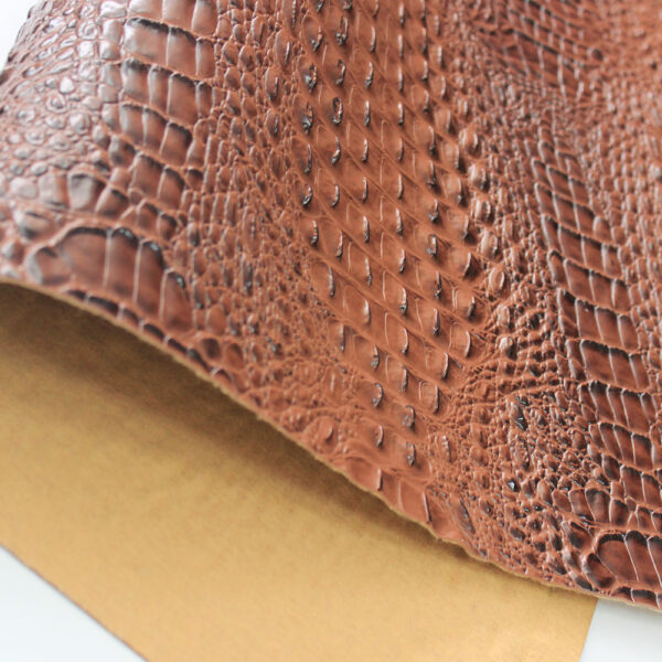 XZ60041 deep crocodile embossed PVC leather for bags with brush backing