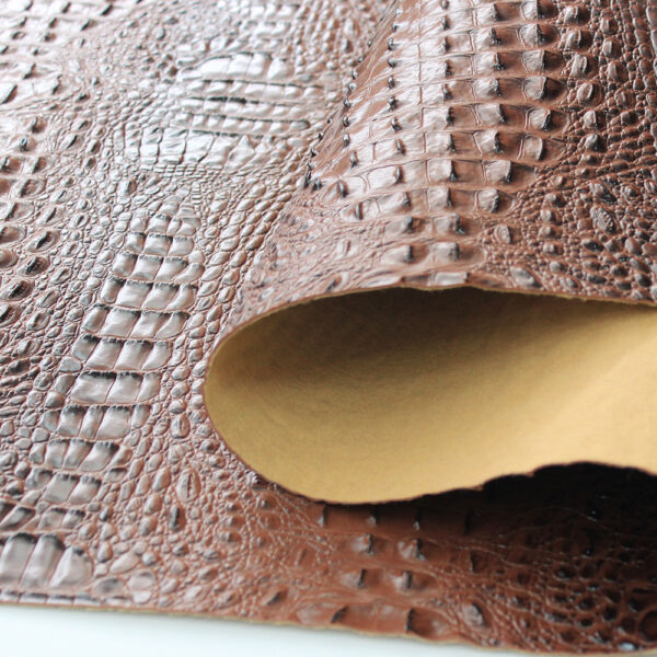 XZ60041 deep crocodile embossed PVC leather for bags with brush backing