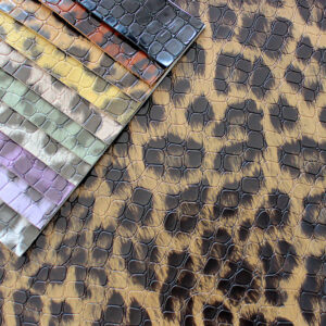 XZ60051 snake pattern embossed PVC leather for bags with brush backing