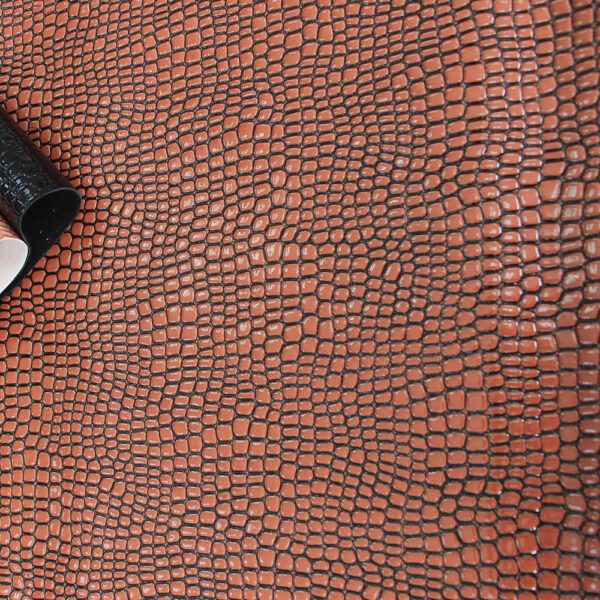 XZ60053 glossy small crocodile grain PVC leather for bags with brush backing