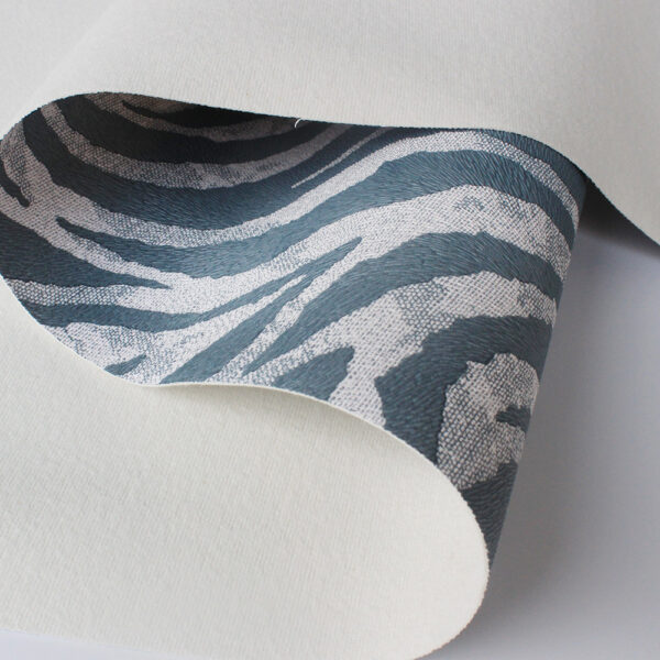 XZ60070 zebra print PVC leather for bags with double-needle brushed fabric backing