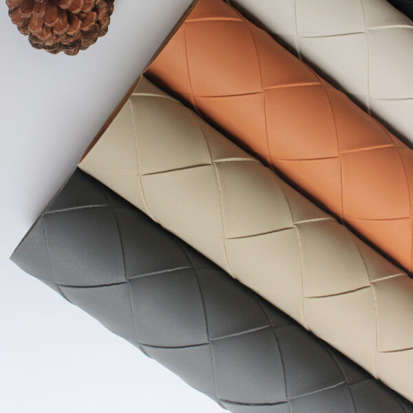 XZ60078 woven embossed PVC leather for bags