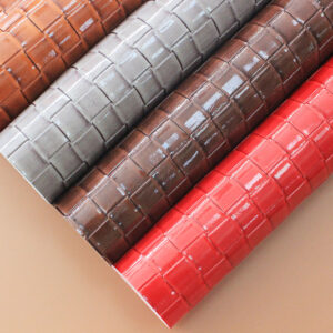 XZ60088 glossy woven embossed PVC leather for bags