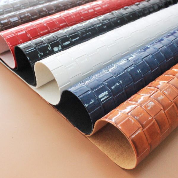 XZ60088 glossy woven embossed PVC leather for bags (7) XZ60088 glossy woven embossed PVC leather for bags