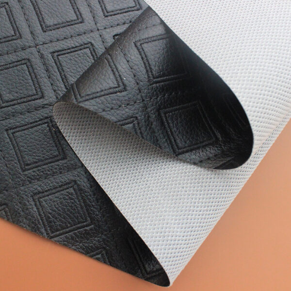 XZ60097 geometric embossed PVC leather for chair upholstery (6) XZ60097 PVC leather with terry fabric backing