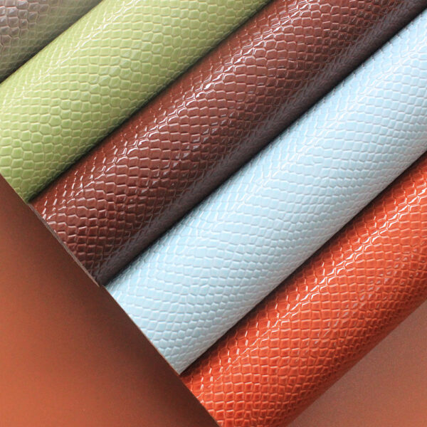 lizard grain PVC leather for bags with single-needle brushed fabric backing