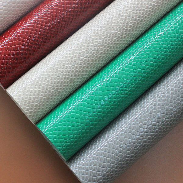 lizard grain PVC leather for bags with single-needle brushed fabric backing