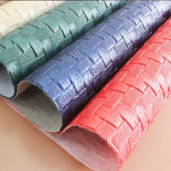 XZ60100 woven embossed PVC leather for bags