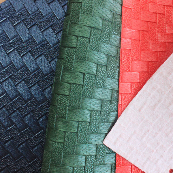 XZ60100 woven embossed PVC leather for bags