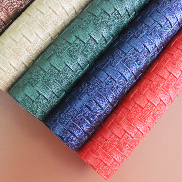 XZ60100 woven embossed PVC leather for bags