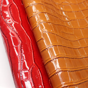 XZ73099 patent crocodile grain PVC leather for bags with high-gloss finish