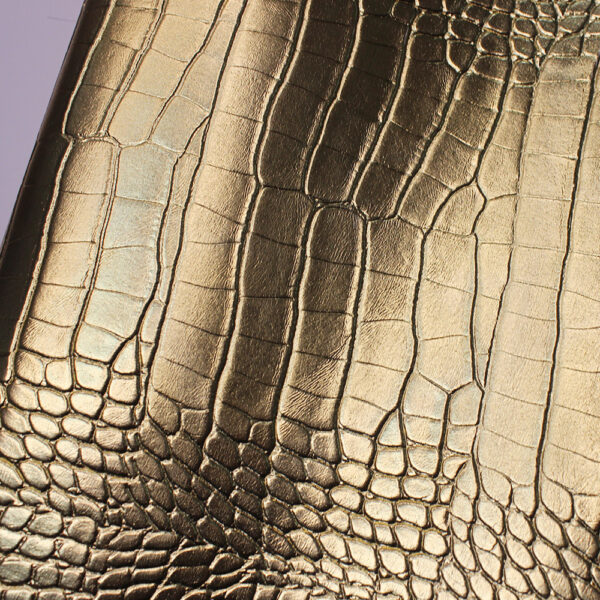 XZ73100 crocodile belly grain PVC leather for bags with double-needle brushed fabric backing