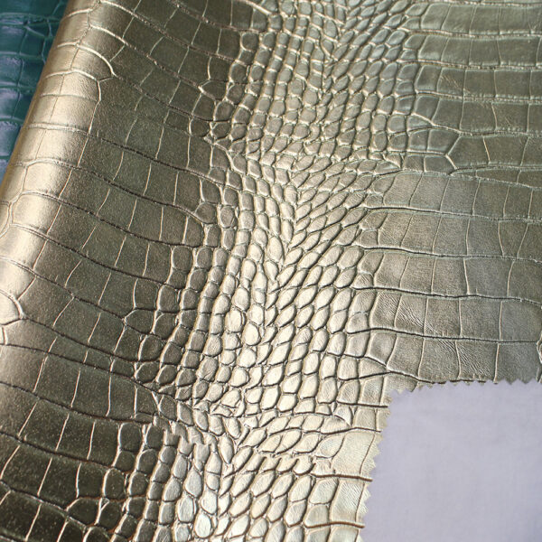 XZ73100 crocodile belly grain PVC leather for bags with double-needle brushed fabric backing