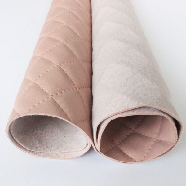 XZ73118 diamond stitched PVC leather with brush fabric backing (7) XZ73118 diamond stitched PVC leather with brush fabric backing
