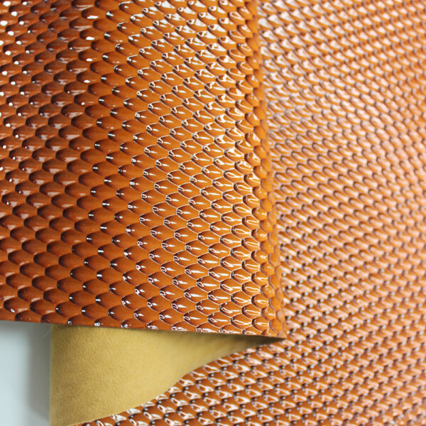 XZ73133 glossy snake scale PVC leather for bags with brush backing