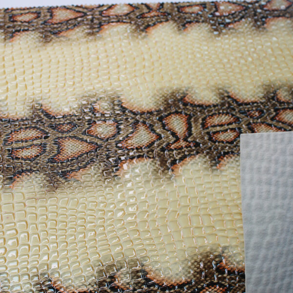 XZ73169 glossy snakeskin pattern PVC leather for bags with embossed scale texture