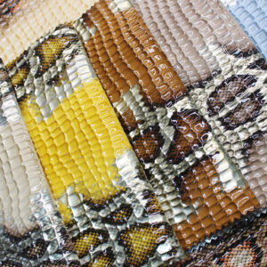 XZ73169 glossy snakeskin pattern PVC leather for bags with embossed scale texture