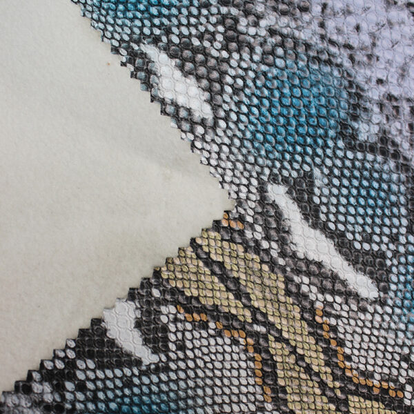 XZ73185 multicolor python print PVC leather for bags with embossed snake scale texture