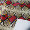 XZ73185 multicolor python print PVC leather for bags with embossed snake scale texture