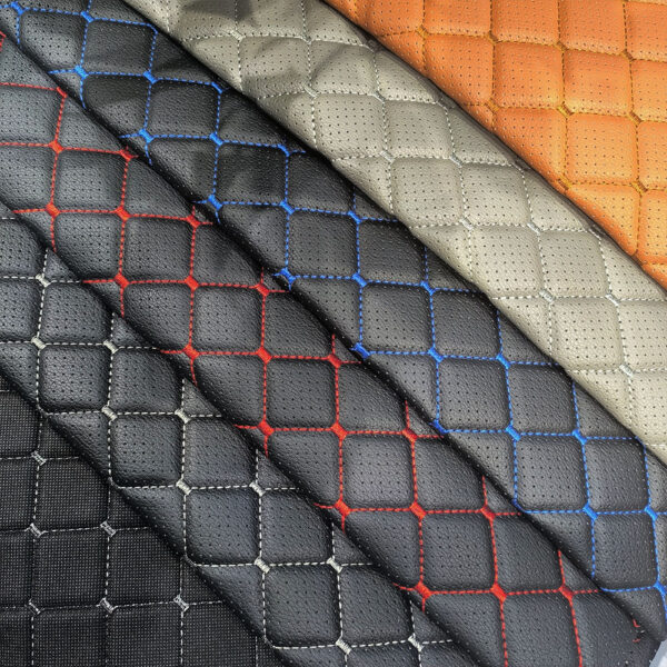 XZ73418 perforated quilted PVC automotive leather with 5mm foam backing
